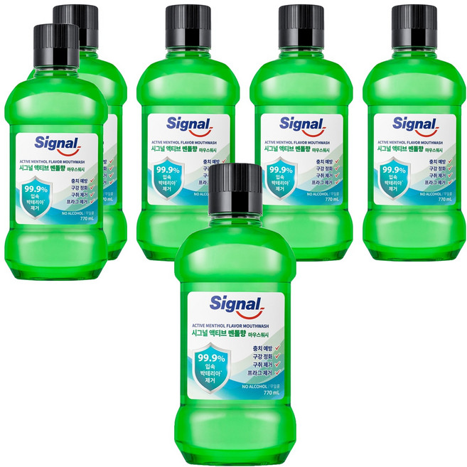 Signal 액티브 멘톨향 구강청결제, 770ml, 6개