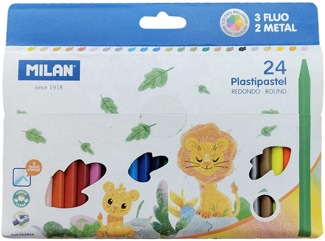MILAN 無毒不沾手蠟筆, 24色, 1盒
