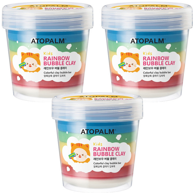 아토팜 레인보우 버블 클레이 바디클렌저, 3개, 혼합색상