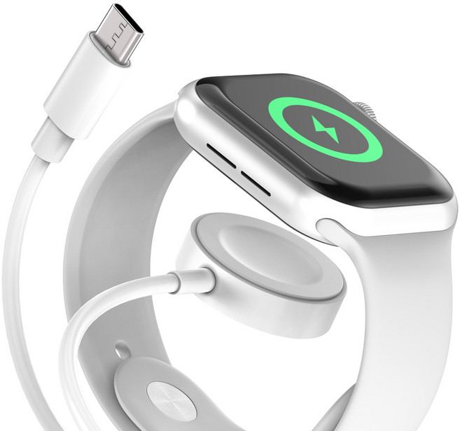 일리온 애플워치 호환 맥세이프 무선 충전기 케이블 충전독, 화이트, 1개