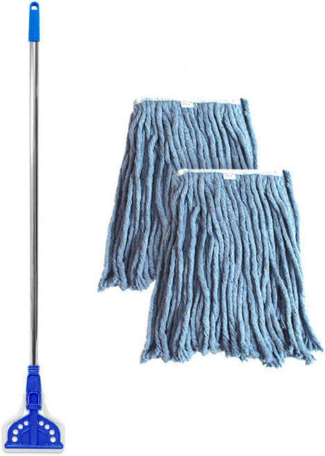 월드크린 스텐 마포대 + 청사 마포걸레 370g 2p, 1세트, 파란색