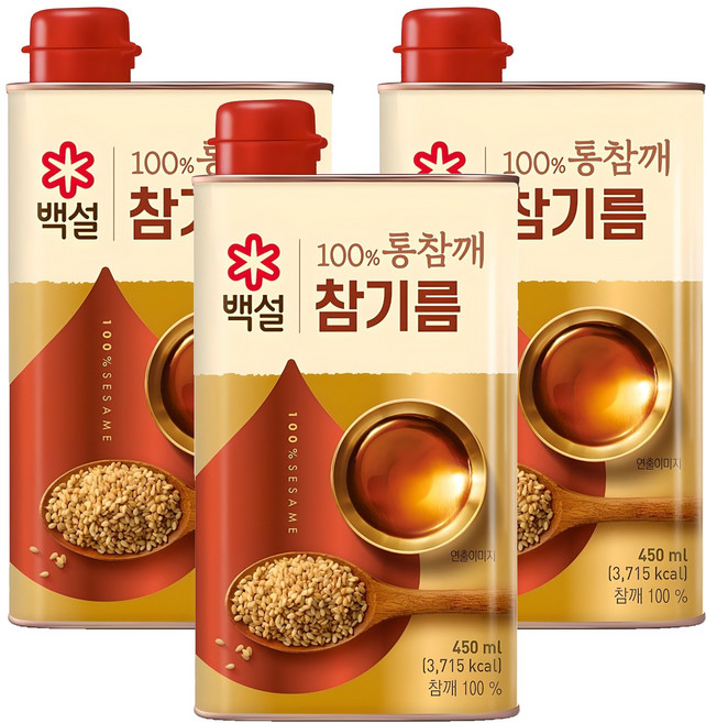 백설 100% 통참깨 참기름, 450ml, 3개