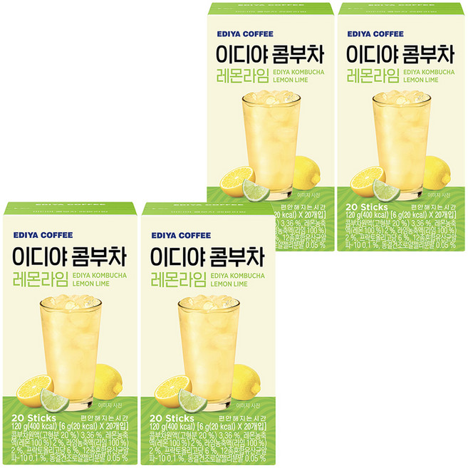 이디야 콤부차 레몬라임, 6g, 20개입, 4개