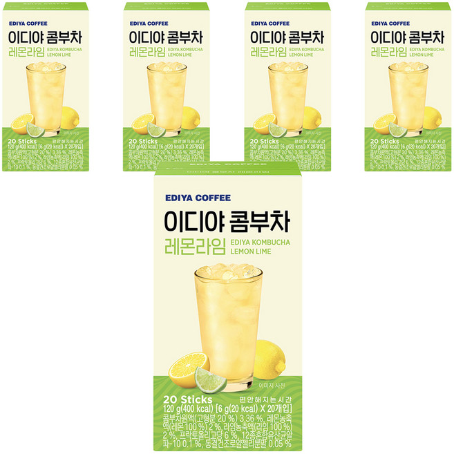 이디야 콤부차 레몬라임, 6g, 20개입, 5개