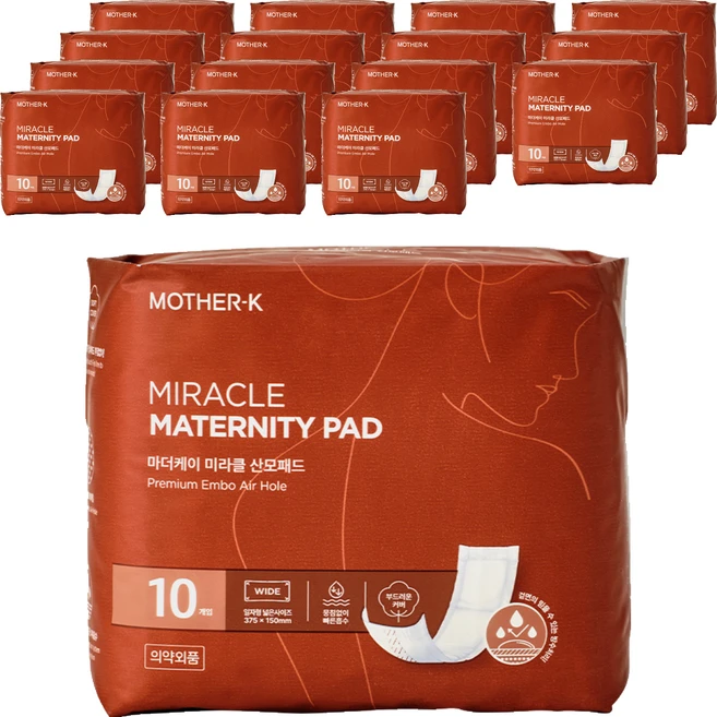 마더케이 여성용 미라클 산모패드, FREE(onesize), 10매입, 16개 - 쿠팡