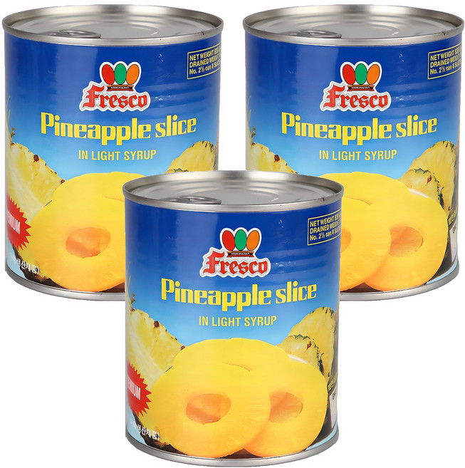 프레스코 파인애플슬라이스 통조림, 830g, 3개