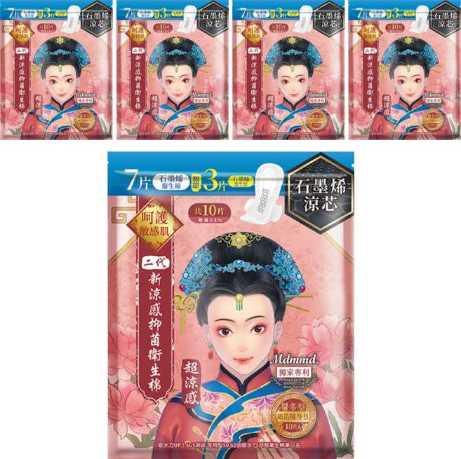 Mdmmd. 明洞國際 後宮二代系列 石墨烯超涼感抑菌衛生棉, 量多型(28cm), 10片, 5包