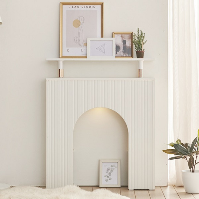 오스본가구 REVE 템바 LED 벽난로 수납 콘솔 800 방문설치, 화이트