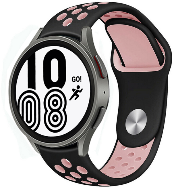 루아러블 갤럭시워치 호환 스포츠 펀치 리버스 실리콘 스트랩, 블랙 + 핑크, 1개