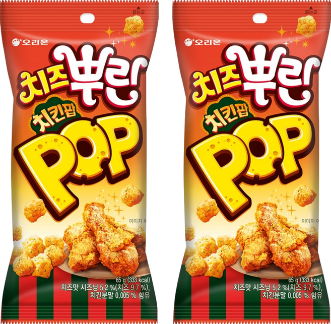 오리온 치즈뿌린 치킨팝, 65g, 2개