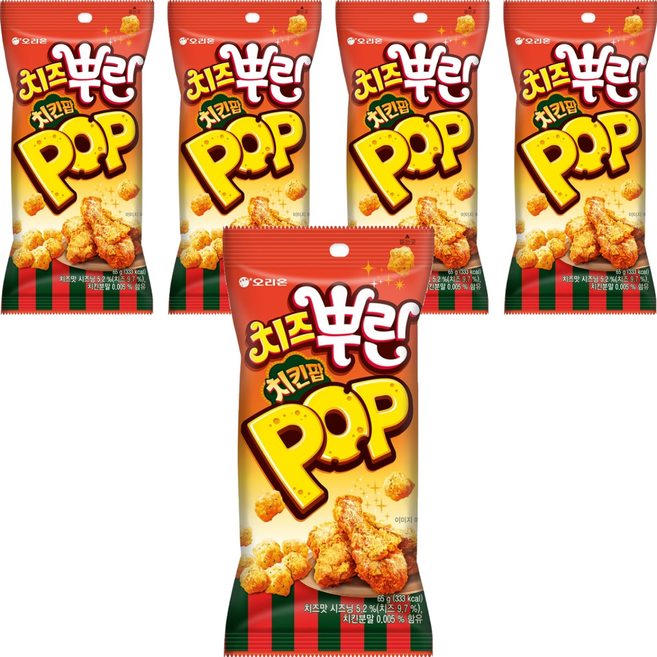 오리온 치즈뿌린 치킨팝, 65g, 5개