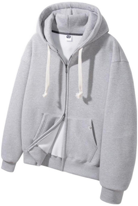 앨빈클로 남녀공용 무지 투웨이 더블코튼 오버핏 후드 집업 AZH863