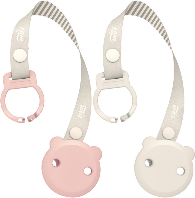 티지엠 곰돌이 노리개 젖꼭지 홀더, 코랄핑크 + 라이트그레이, 1세트