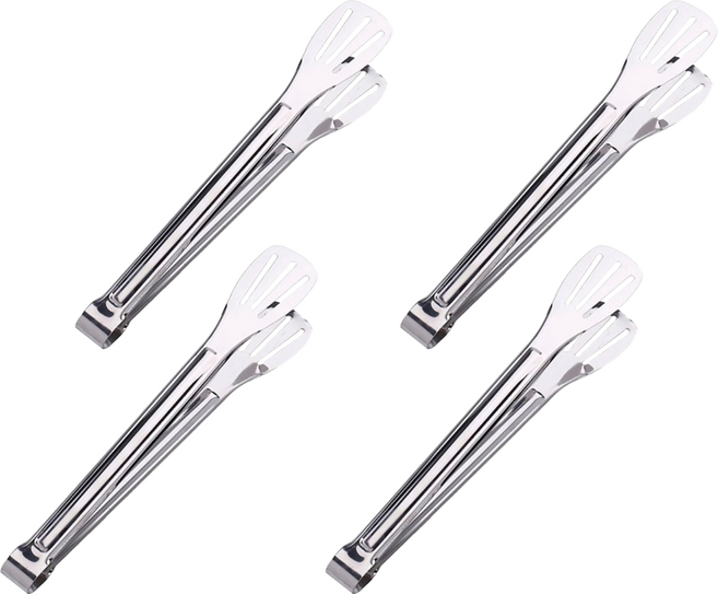 G100 食物夾 4入 大28.8 x 4.5cm 85g 食品級不鏽鋼, 不鏽鋼色, 1組