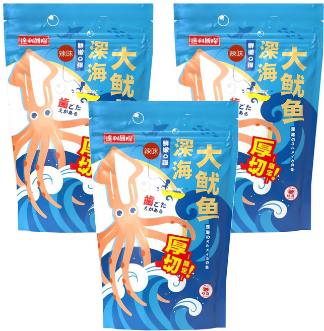達利國際 深海大魷魚 辣味, 3個, 100g