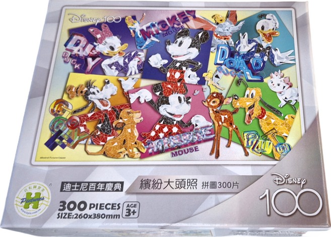 HUNDRED PICTURES 百耘圖 Disney 迪士尼百年慶典拼圖 HPD0300S-225 254g 3歲以上適用, 繽紛大頭照, 300片, 1盒