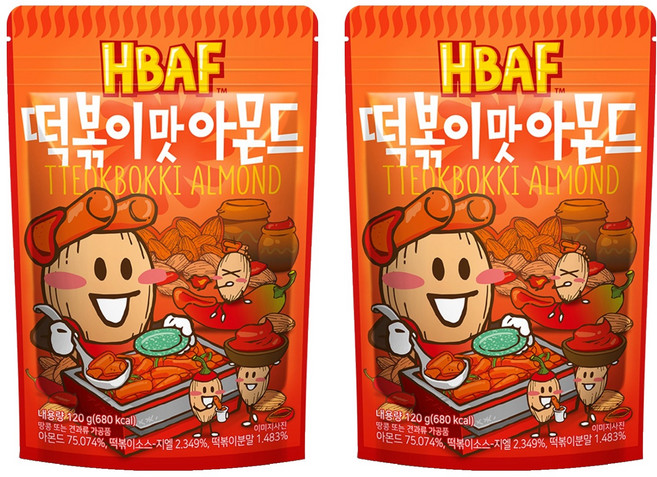 바프 떡볶이맛 아몬드, 120g, 2개