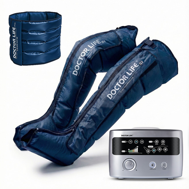 닥터라이프 공기압 의료 종아리 다리 허리 혈액순환 마사지기 안마기 다리+허리SET, V7MAX, 실버