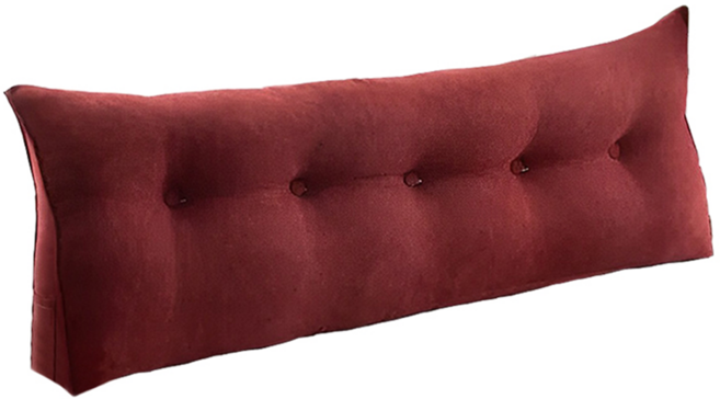 好物良品 雙人日式簡約三角形床頭腰背靠枕 亞麻材質 PP棉, 酒紅色