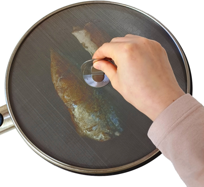 라온재 스텐 기름방지 메쉬망 뚜껑형 프라이팬 덮개, 1개, 29cm