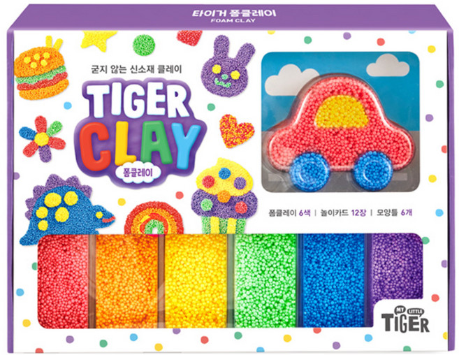 마이리틀타이거 폼클레이 6p + 놀이카드 12p + 모양틀 6p 세트, 1세트, 혼합색상