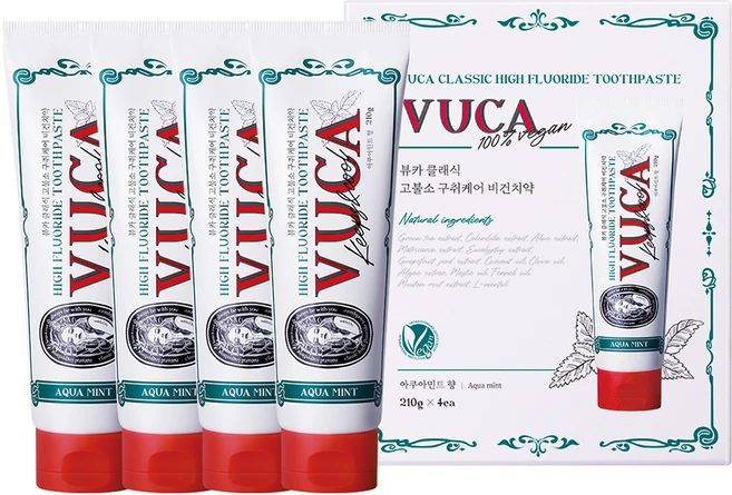 뷰카 클래식 고불소 구취케어 치약, 210g, 4개 - 쿠팡