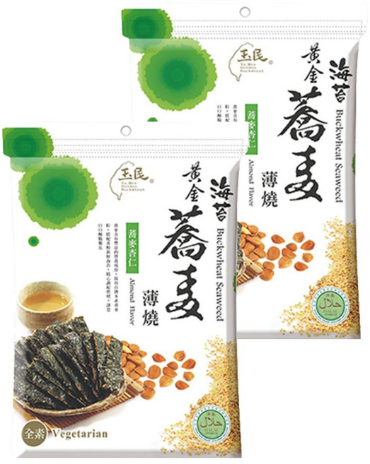 玉民 黃金蕎麥海苔薄燒 杏仁, 40g, 2包