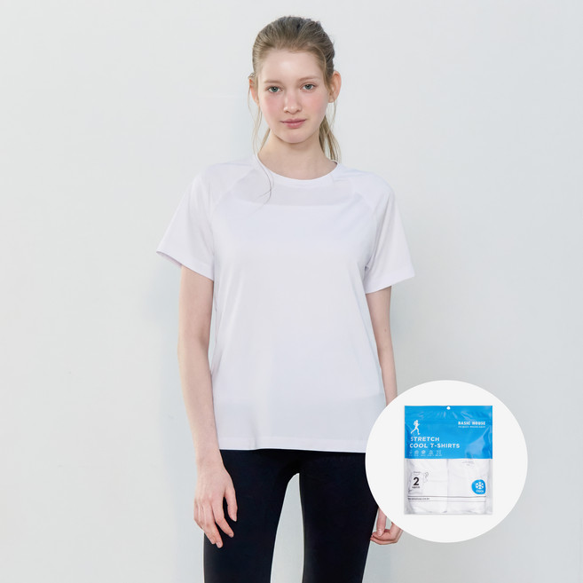 베이직하우스 여성용 쿨브리즈 에어드라이 라글란 반팔 티셔츠 LATS0223 2p