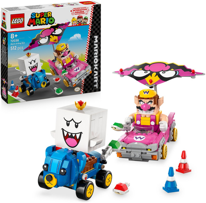 LEGO 72038 瑪莉歐系列 瑪利歐賽車TM 瓦利歐與害羞幽靈王 Mario KartTM – Wario & King Boo, 1套, 藍色 + 粉色
