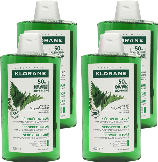 KLORANE 蔻蘿蘭 控油洗髮精 草本香氣, 400ml, 4瓶