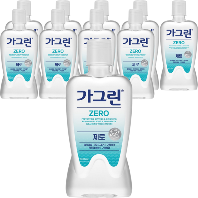 가그린 제로 구강청결제, 820ml, 10개