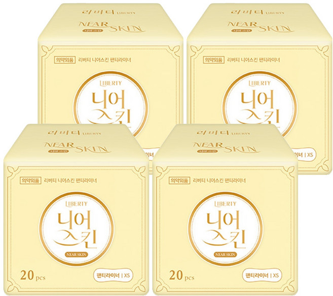 리버티 니어스킨 생리대 팬티라이너, 롱, 20개입, 4개