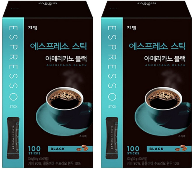 에스프레소스틱 쟈뎅 아메리카노 블랙 원두커피믹스, 1g, 100개입, 2개