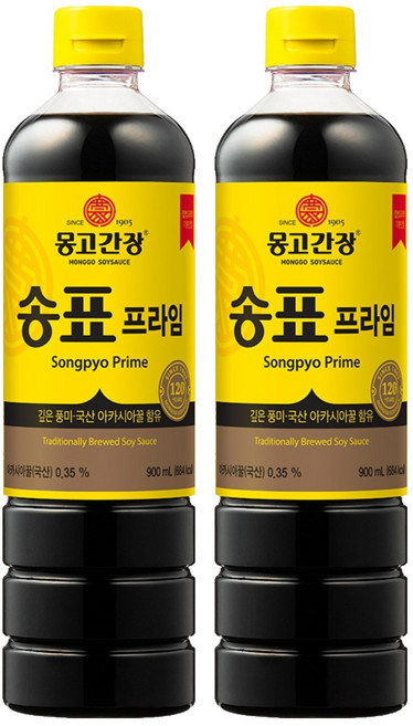 송표 프라임 양조간장, 900ml, 2개