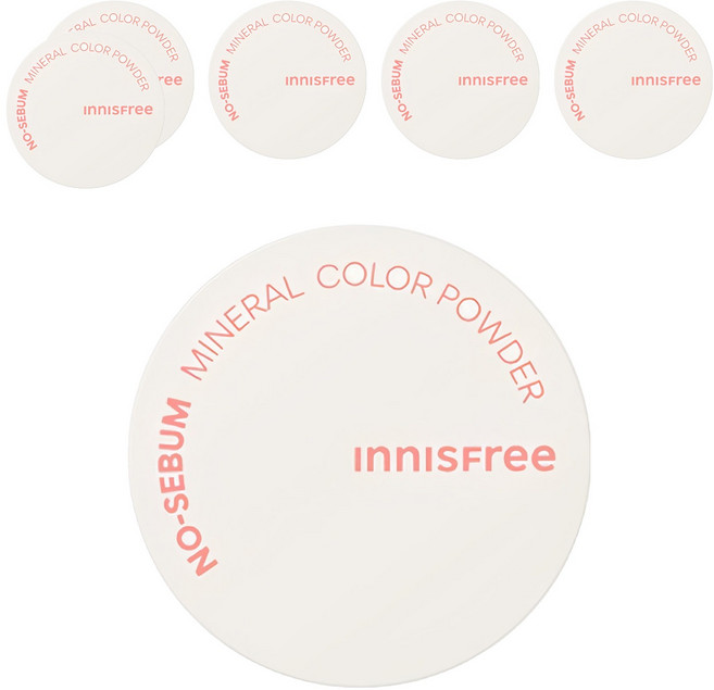 INNISFREE 台灣公司貨 無油無慮繽紛蜜粉 5g, 粉色, 6個