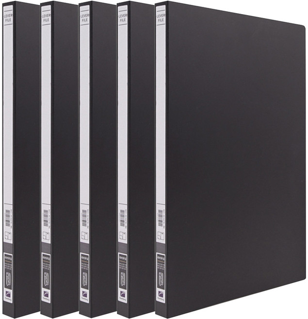 희망사무포인트 펀치리스 PP 레바화일 A4, 검정, 5개