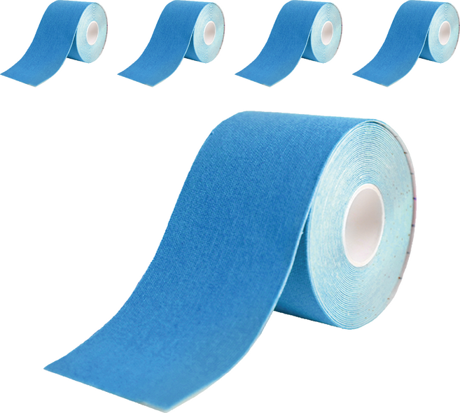 Flowers 花芊 Kinesiology tape 肌肉運動膠帶 肌內效貼布 藍色, 5捲, 1入