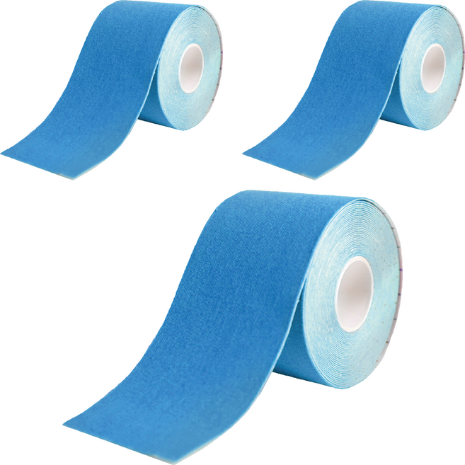 Flowers 花芊 Kinesiology tape 肌肉運動膠帶 肌內效貼布 藍色, 3捲, 1入