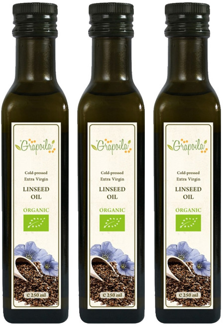 그라포일라 유기농 냉압착 엑스트라버진 아마씨유, 250ml, 3개