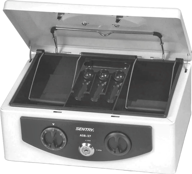 SentrySafe 手提安全金庫 ASB-27 鋼板烤漆 居家外出收納防盜, 白色 + 黑色