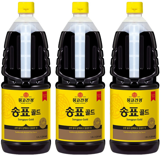 송표 골드 양조간장, 1.8L, 3개
