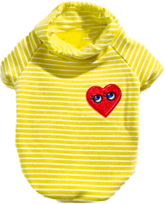 SassyDog 保暖衣 條紋愛心, 黃色, 2件