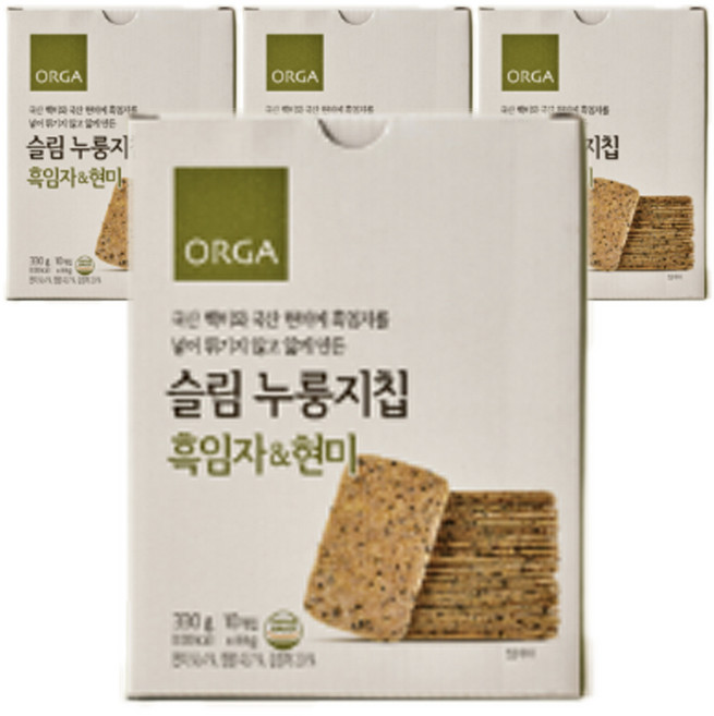 올가홀푸드 슬림누룽지칩 흑임자현미 10개입, 330g, 4개