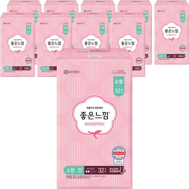 좋은느낌 오리지널 울트라슬림 생리대 날개형, 소형, 32개입, 10개
