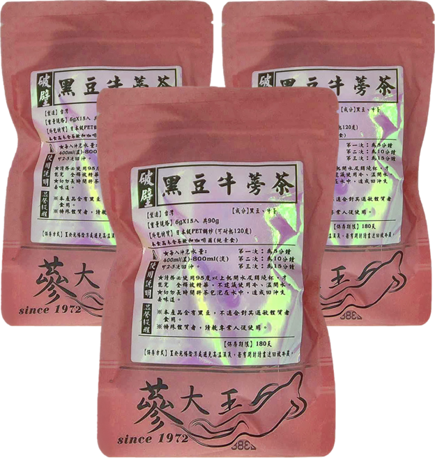 蔘大王 黑豆牛蒡茶包, 6g, 15個, 3包
