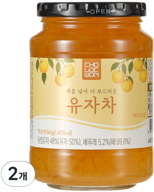 CHOLOCWON 加入果肉更柔順的柚子茶, 560g, 1入, 2個