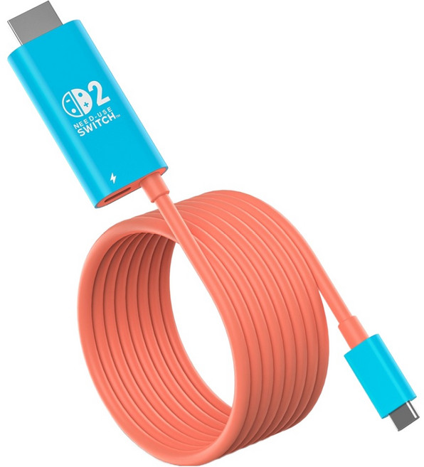 베이직기어 닌텐도 스위치2 미니독 4K 60Hz 지원 TV연결 PD100W 충전 HDMI 케이블, 1개, 블루 + 레드