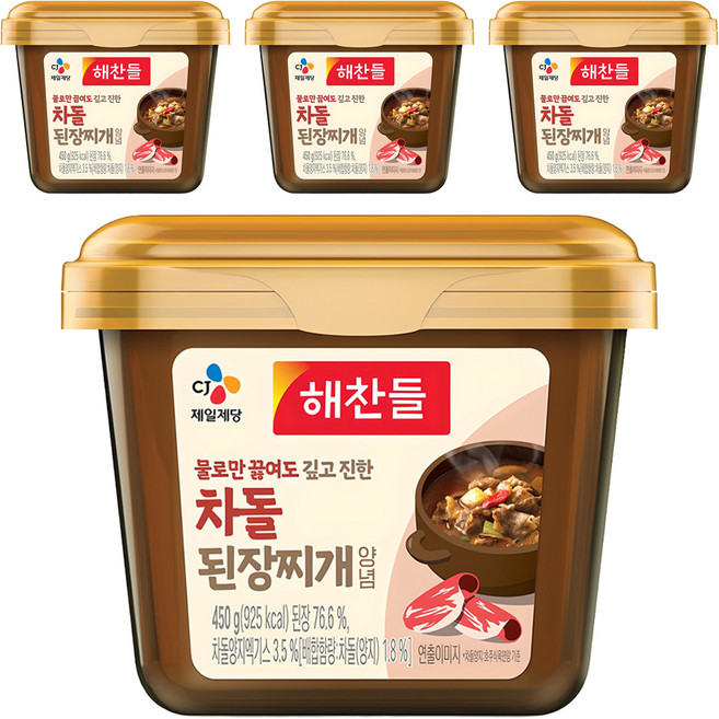 해찬들 물로만 끓여도 깊고 진한 차돌 된장찌개 양념, 450g, 4개
