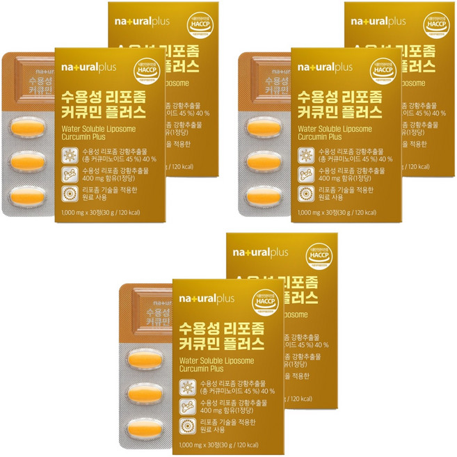 내츄럴플러스 수용성 리포좀 커큐민 플러스, 30정, 6개