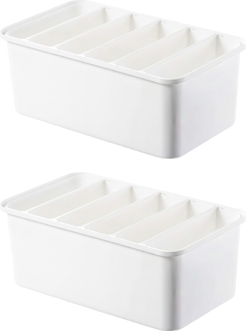 小麥購物 褲子衣物分格收納盒 L2097, 2個, 白色